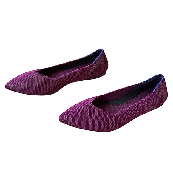 ROTHY’s “The Point II” Maroon & Gold Woven Flats - Picture 4 of 14